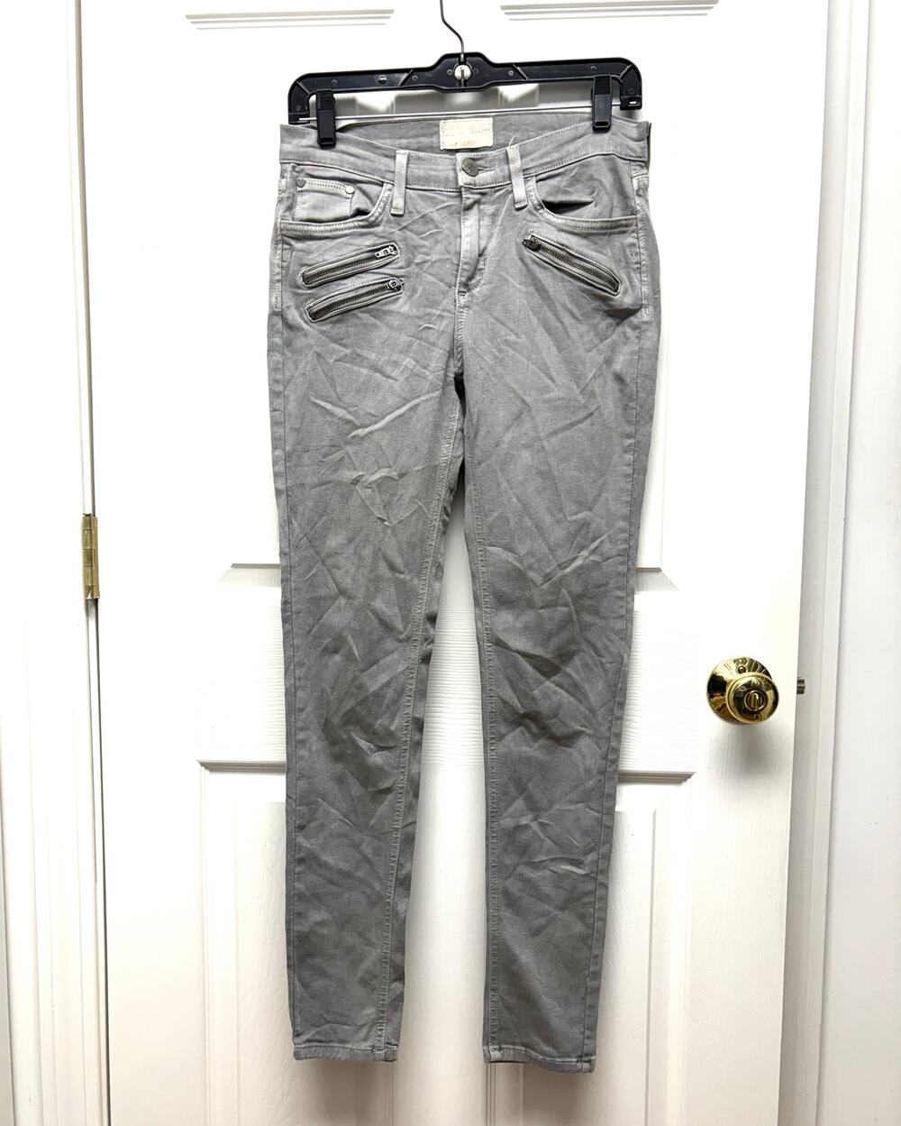 Gilded Intent Jeans, Gray, Zipper Pockets, Skinny, Women's Size 27 R